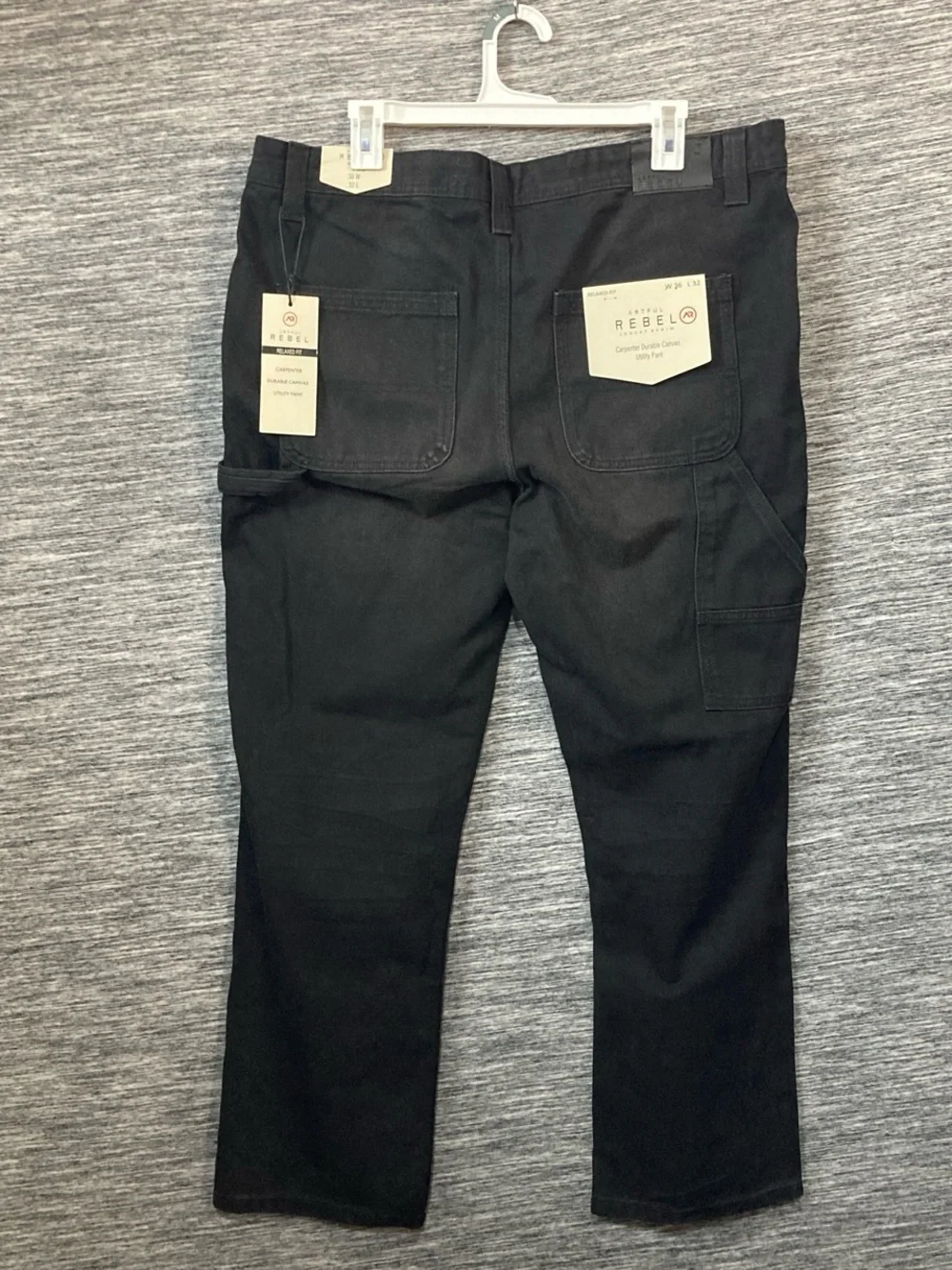 Artful Rebel Men’s Black Relaxed Straight Fit Men's Carpenter Utility Pant Jeans
